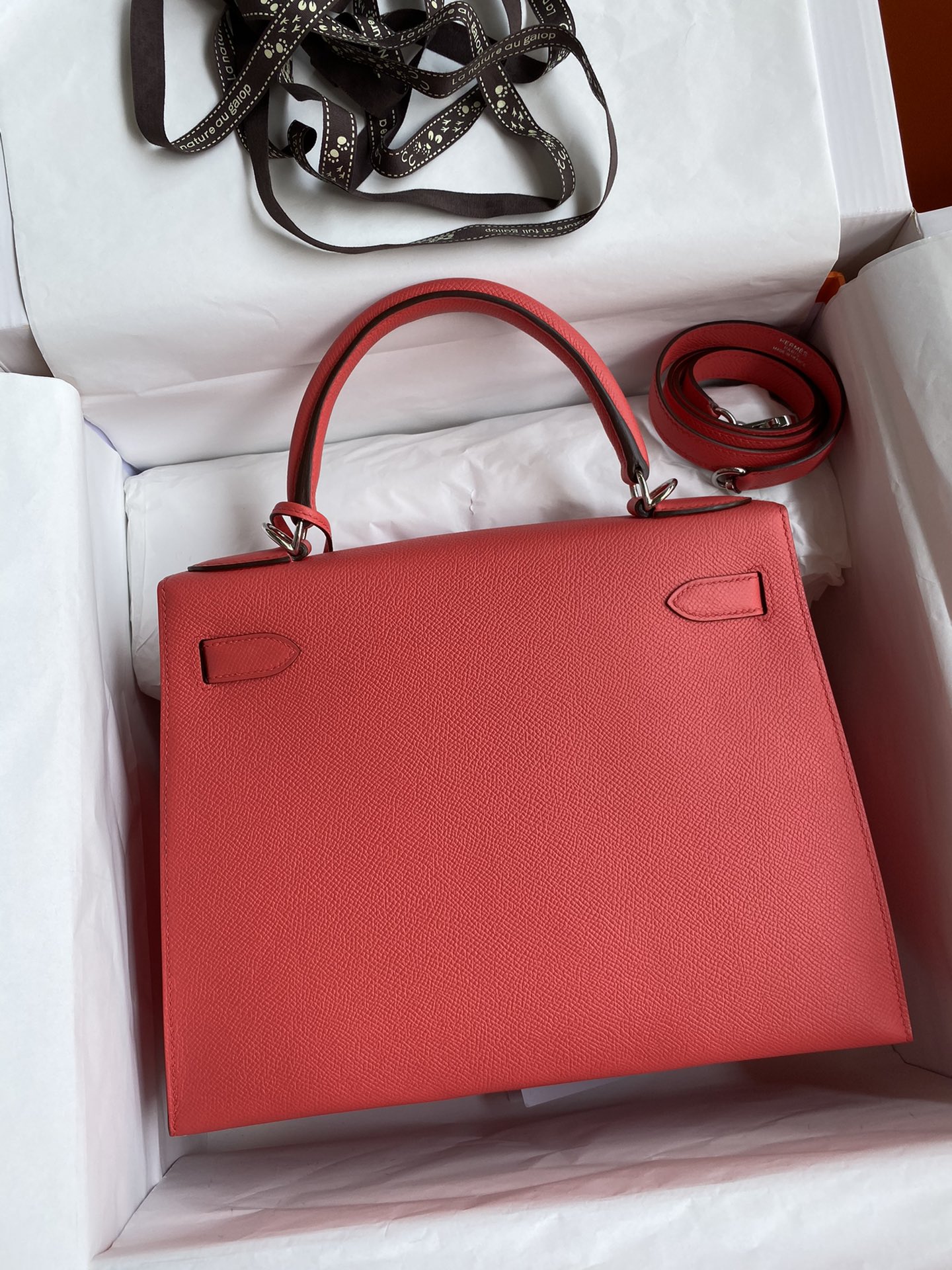 Hermes Kelly 28cm Handbag Shoulder Bag in Pink Red Epsom Leather